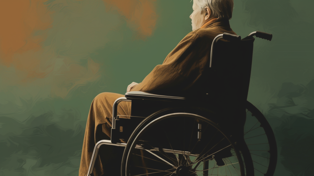 An old guy in a wheel chair 